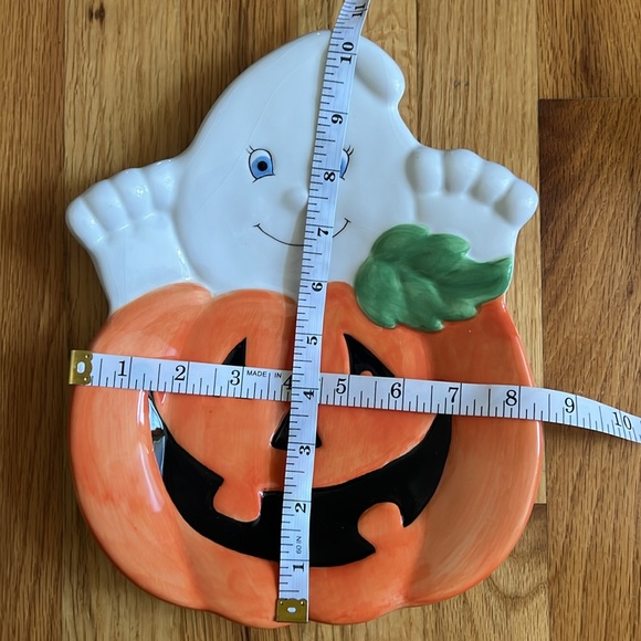 4-piece ghost/jack-o-lantern platter and 3 ghosts. - Picture 4 of 7